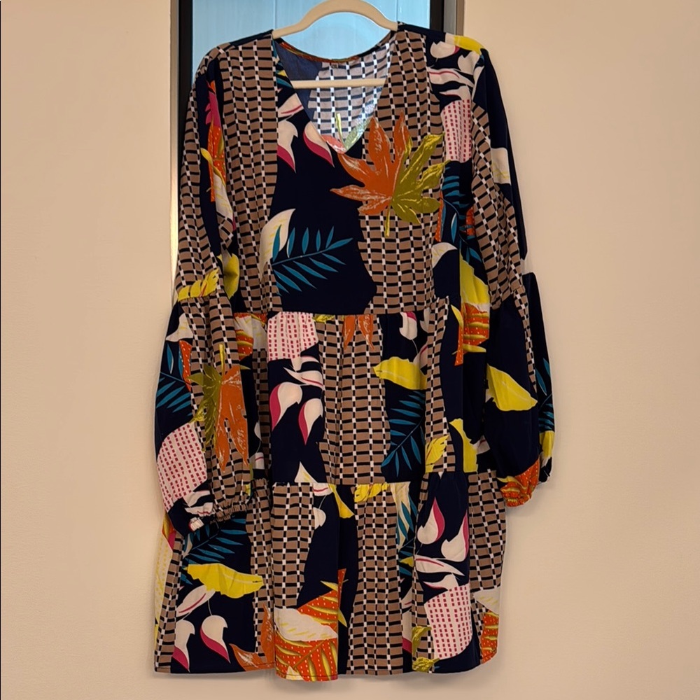 3Amoretu Women's Floral Trendy Plus Size Colorful Geometric Pattern Dresses 2XL - Picture 4 of 16